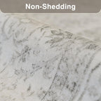 Washable Area Rug Vintage Neutral Distressed