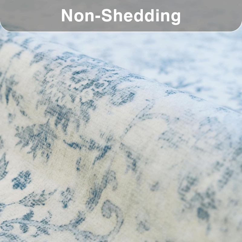 Washable Area Rug Vintage Neutral Distressed