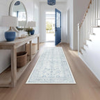Washable Area Rug Vintage Neutral Distressed