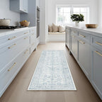 Washable Area Rug Vintage Neutral Distressed
