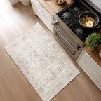 Washable Area Rug Vintage Neutral Distressed