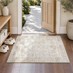 Washable Area Rug Vintage Neutral Distressed