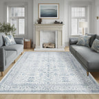 Washable Area Rug Vintage Neutral Distressed