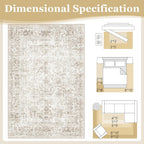 Washable Area Rug Vintage Neutral Distressed