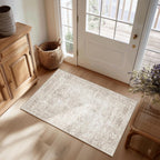 Washable Area Rug Vintage Neutral Distressed
