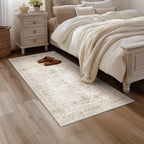Washable Area Rug Vintage Neutral Distressed