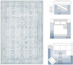 Washable Area Rug Vintage Neutral Distressed