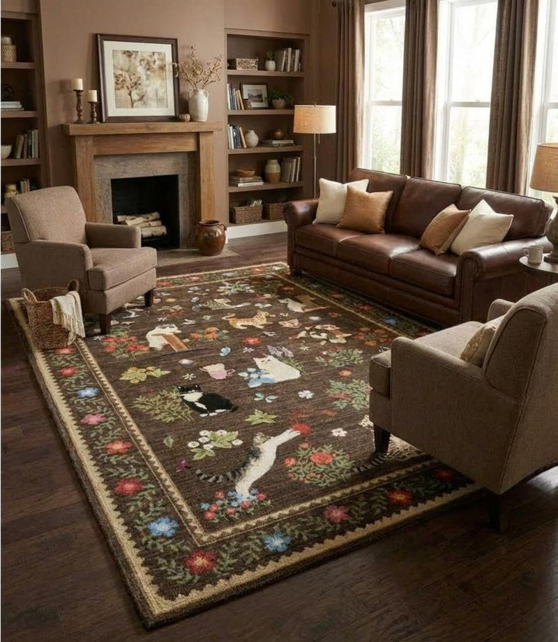 Washable Cat Area Rug Low Pile