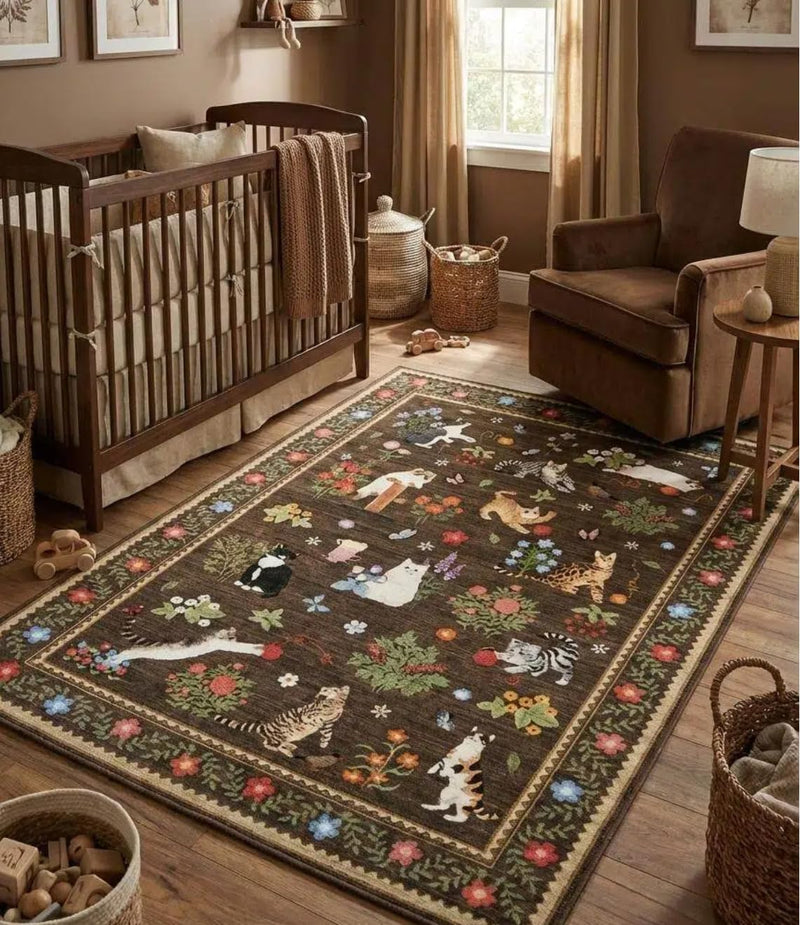 Washable Cat Area Rug Low Pile