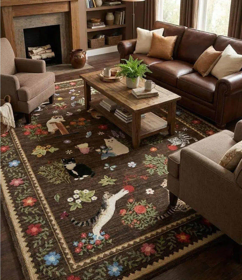 Washable Cat Area Rug Low Pile