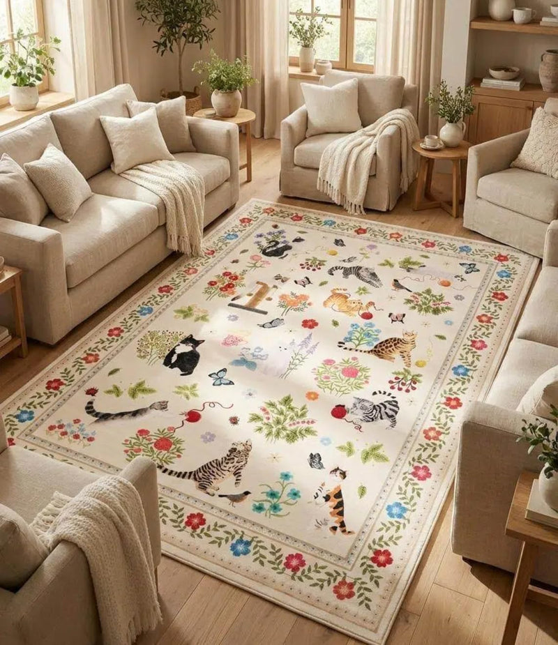 Washable Cat Area Rug Low Pile