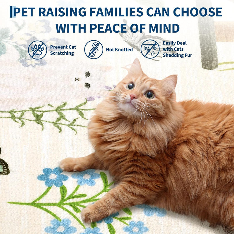 Washable Cat Area Rug Low Pile