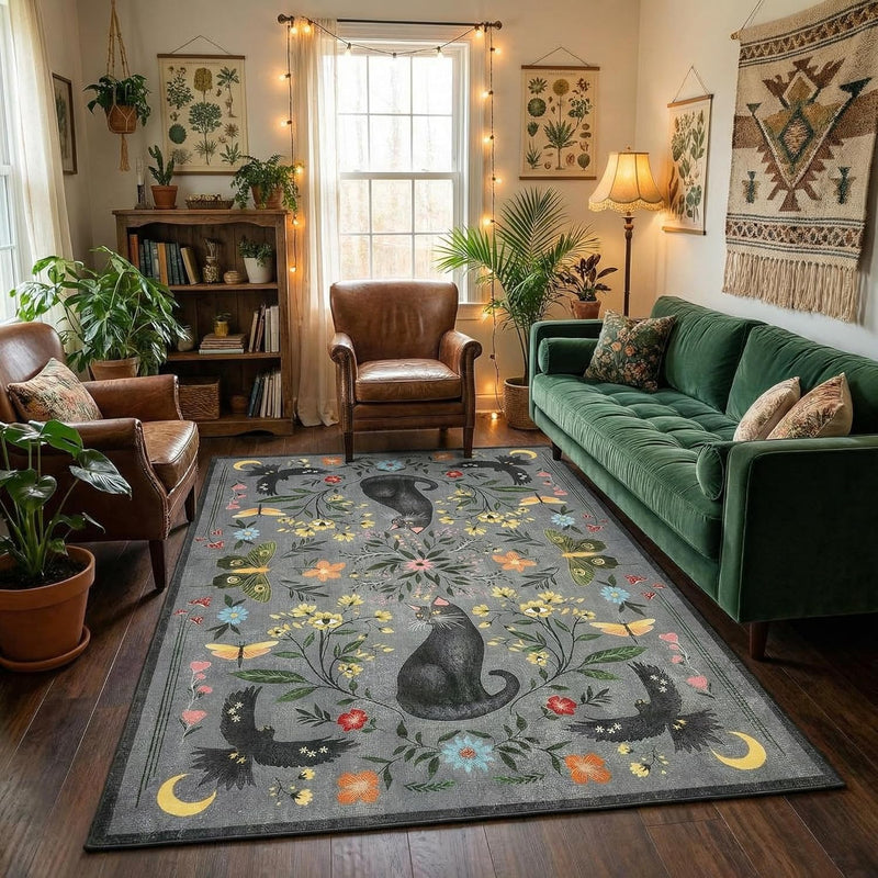 Washable Cat Area Rug Low Pile