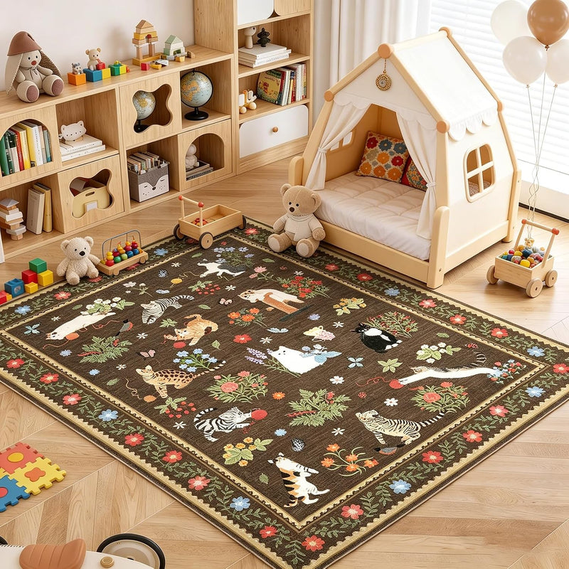 Washable Cat Area Rug Low Pile