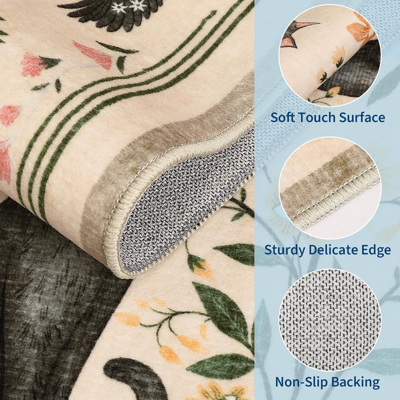 Washable Cat Area Rug Low Pile