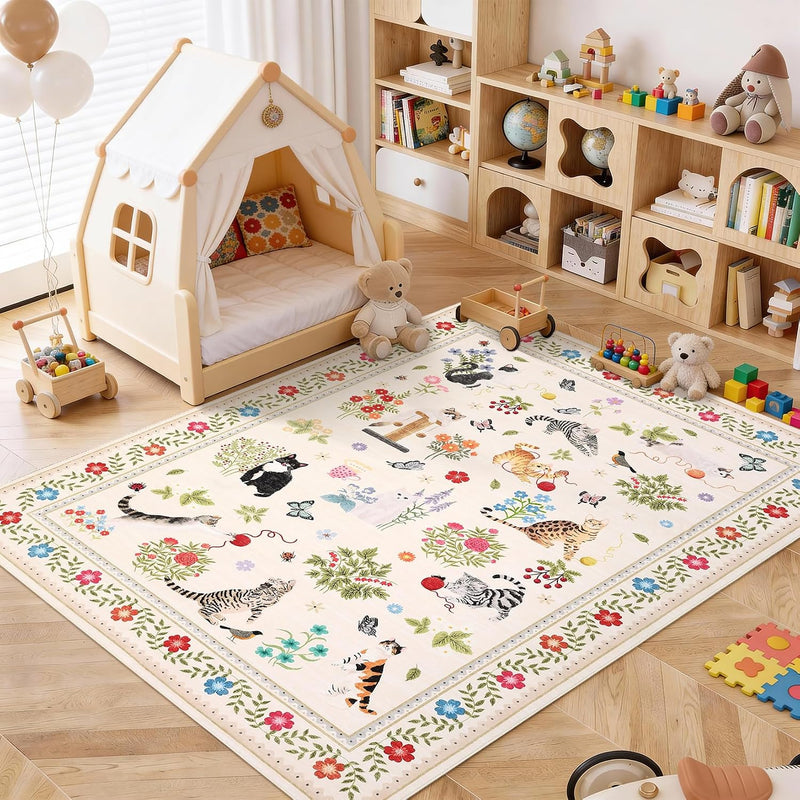 Washable Cat Area Rug Low Pile