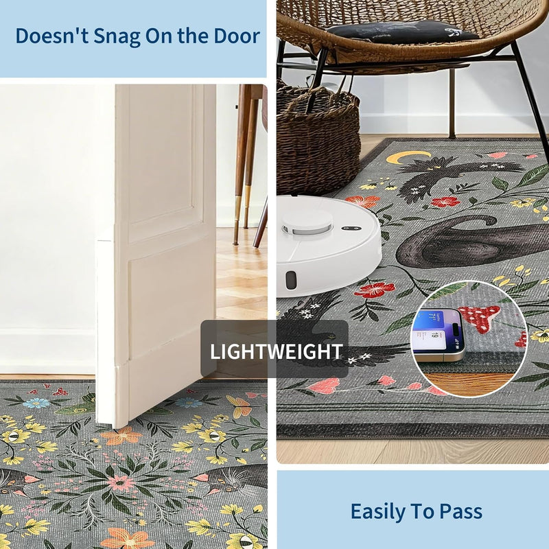 Washable Cat Area Rug Low Pile