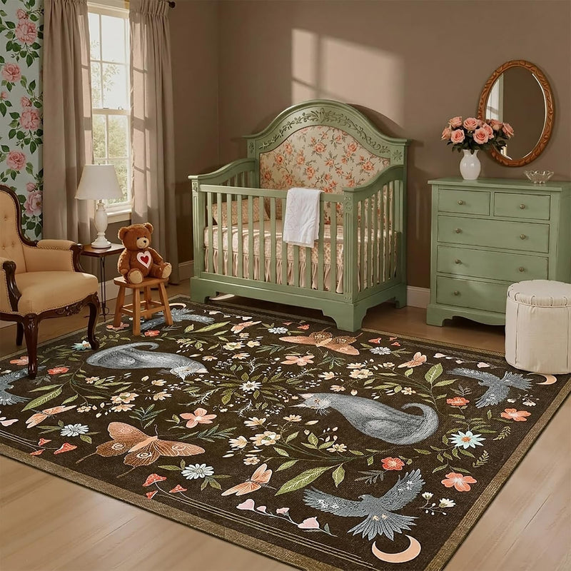 Washable Cat Area Rug Low Pile