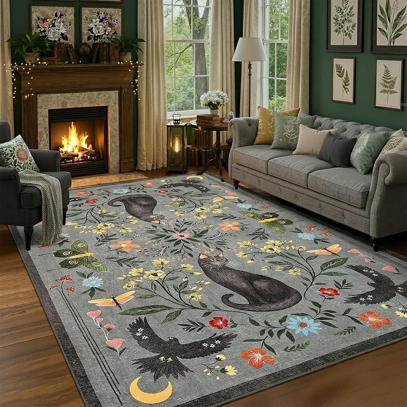 Washable Cat Area Rug Low Pile
