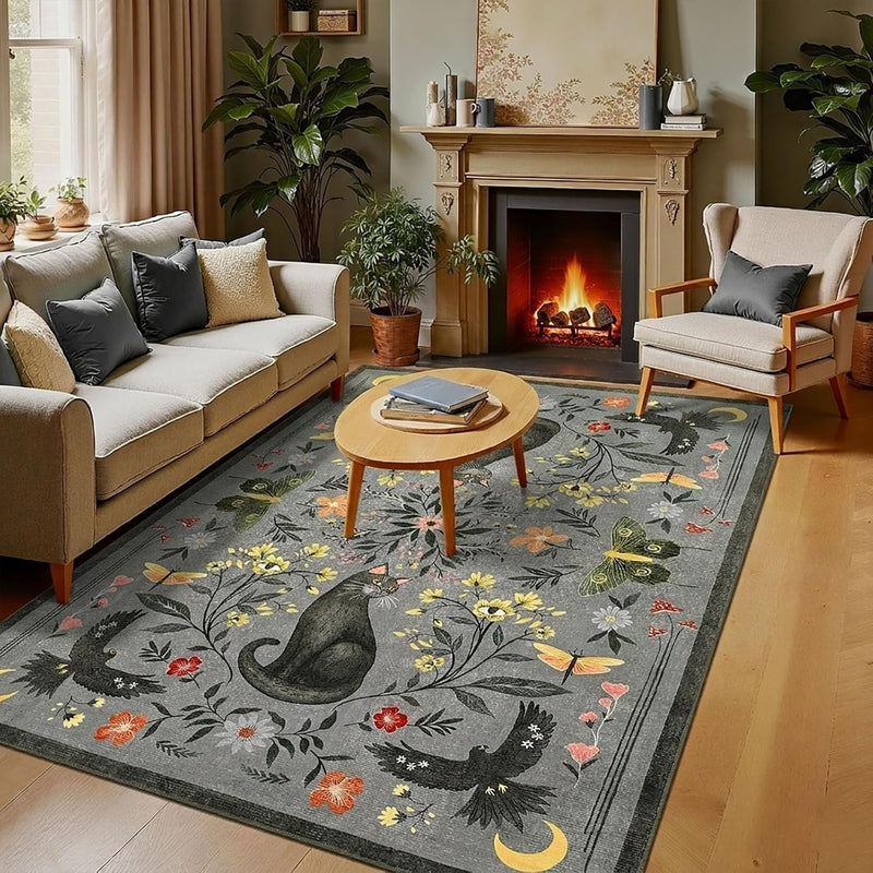 Washable Cat Area Rug Low Pile
