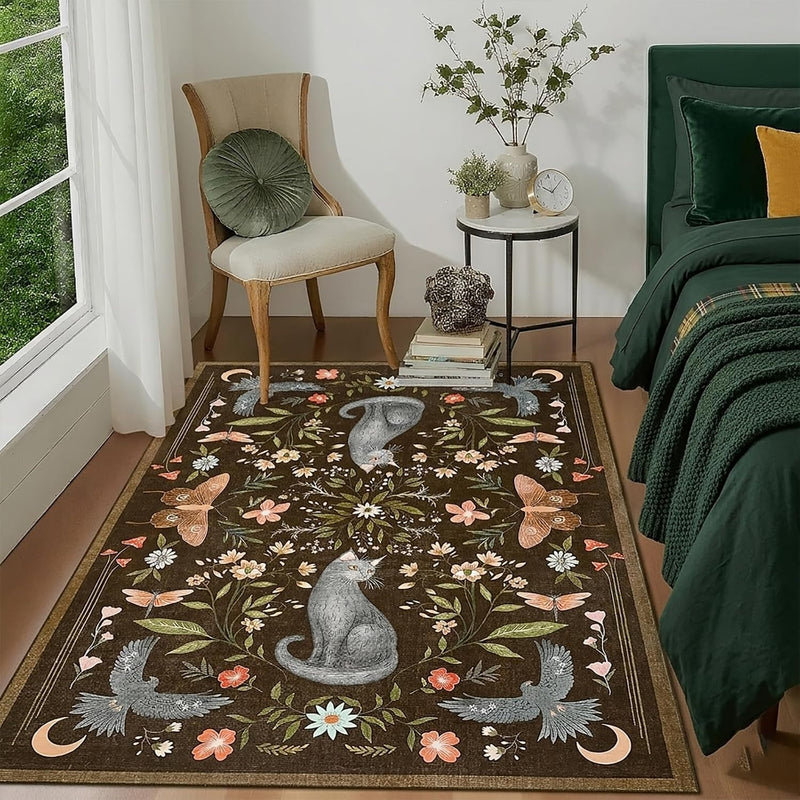 Washable Cat Area Rug Low Pile