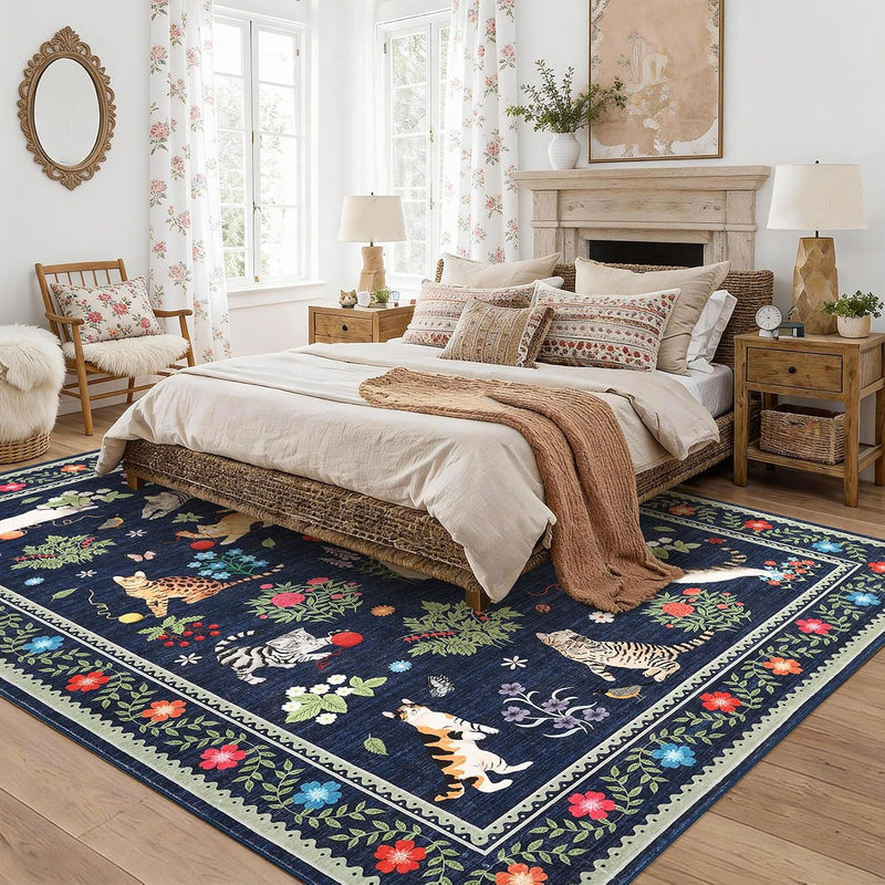 Washable Cat Area Rug Low Pile