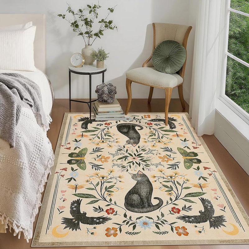 Washable Cat Area Rug Low Pile