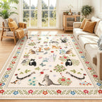 Washable Cat Area Rug Low Pile