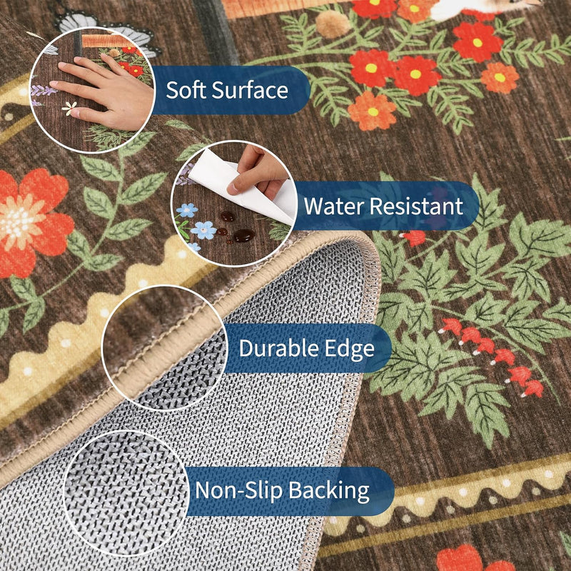 Washable Cat Area Rug Low Pile