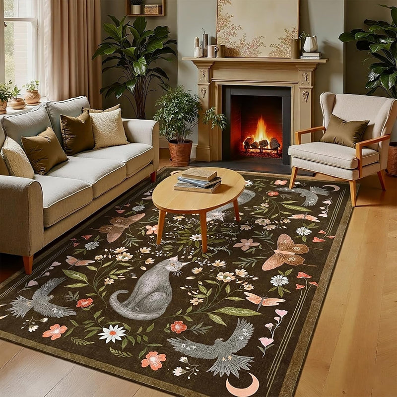 Washable Cat Area Rug Low Pile