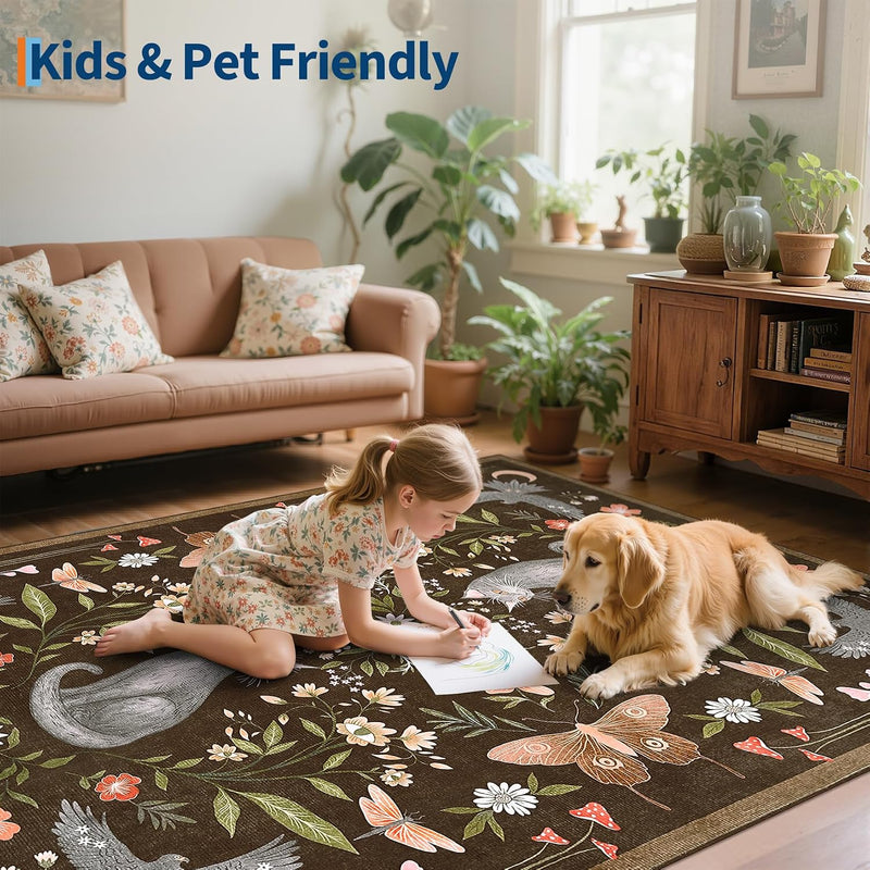 Washable Cat Area Rug Low Pile