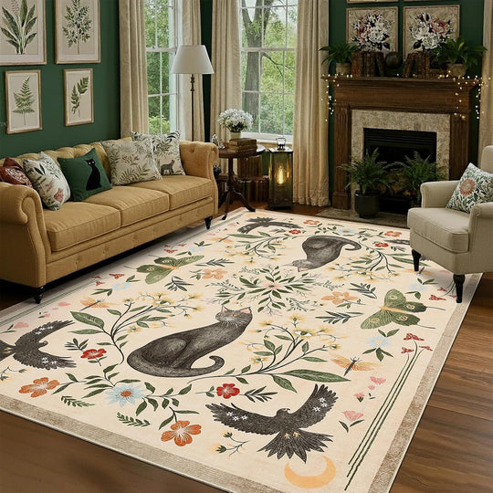Washable Cat Area Rug Low Pile