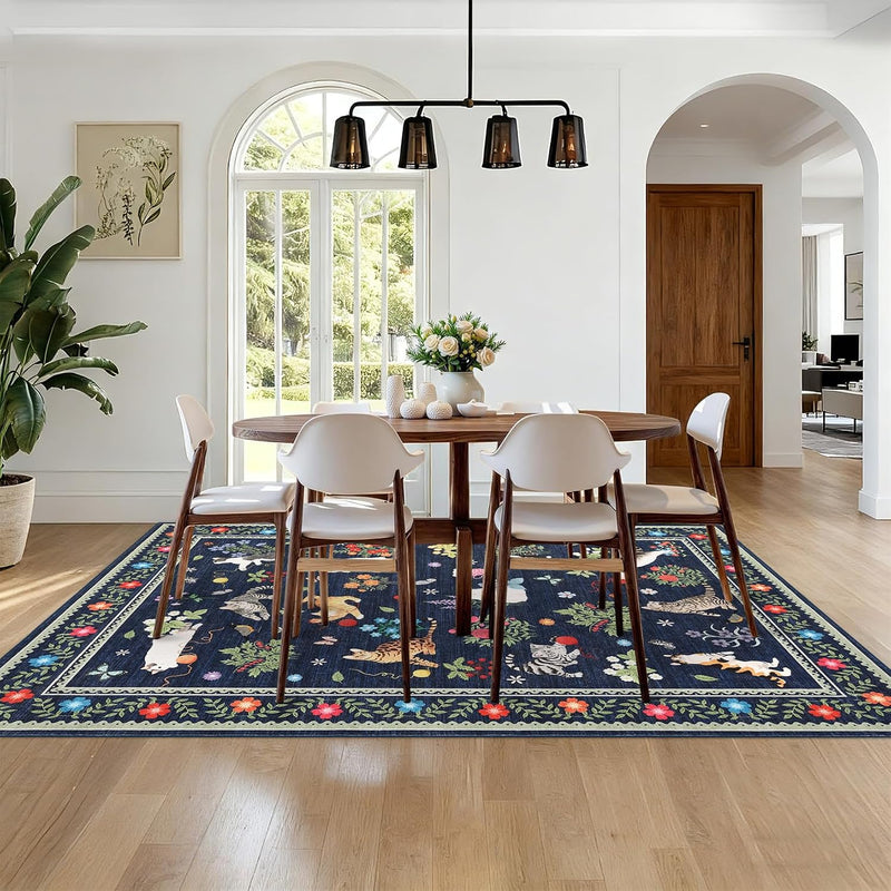 Washable Cat Area Rug Low Pile