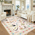 Washable Cat Area Rug Low Pile