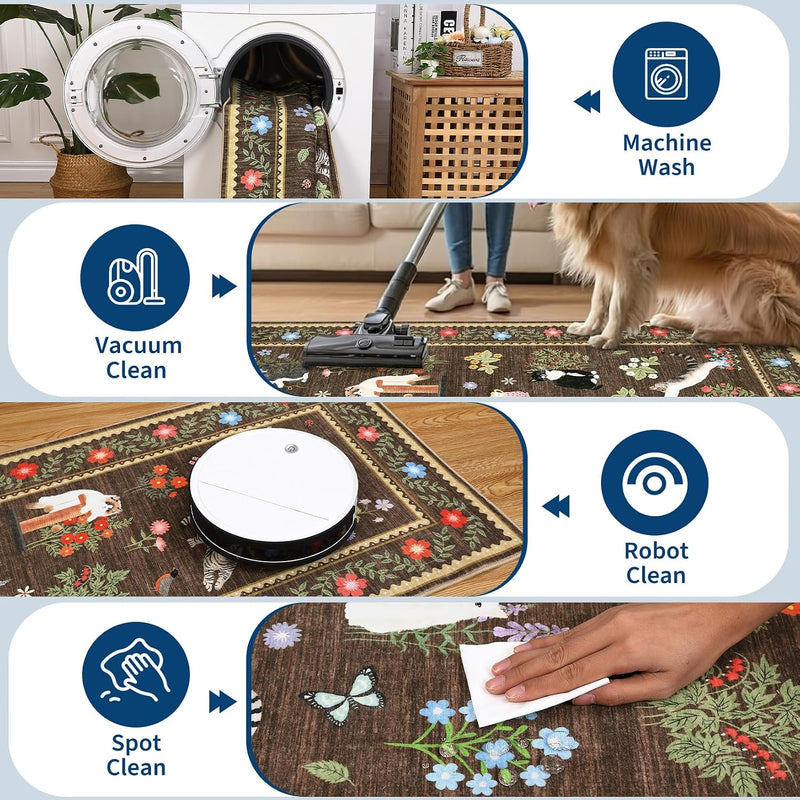 Washable Cat Area Rug Low Pile