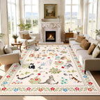 Washable Cat Area Rug Low Pile