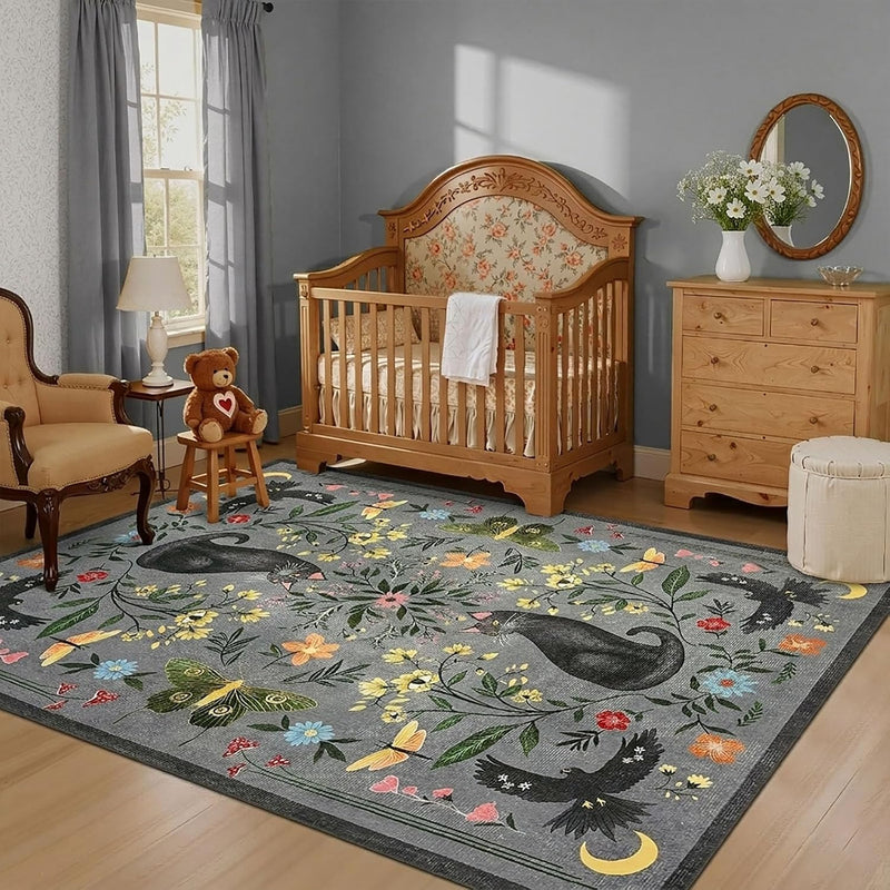 Washable Cat Area Rug Low Pile