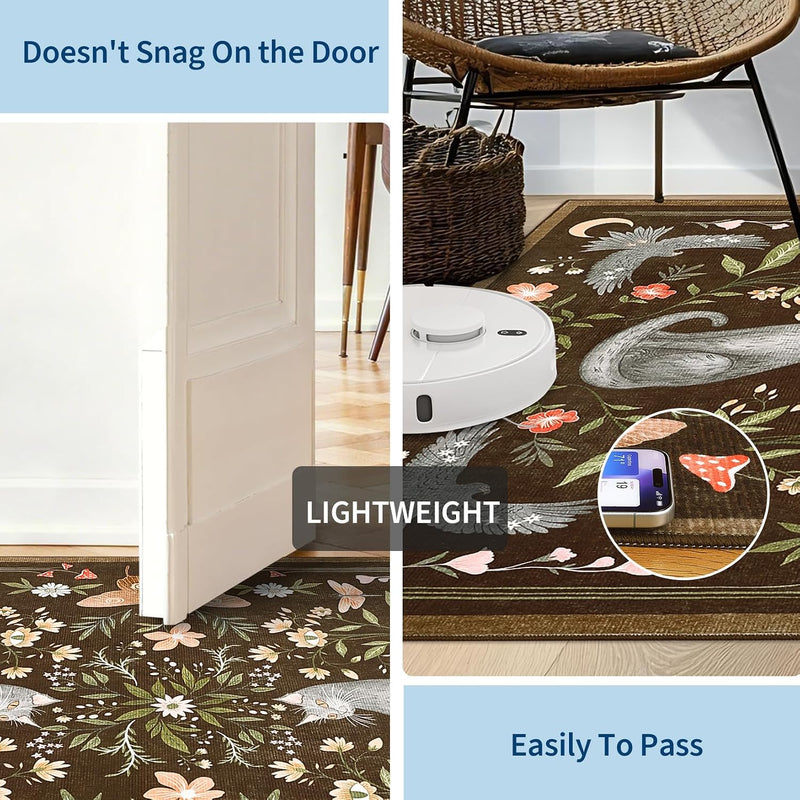 Washable Cat Area Rug Low Pile