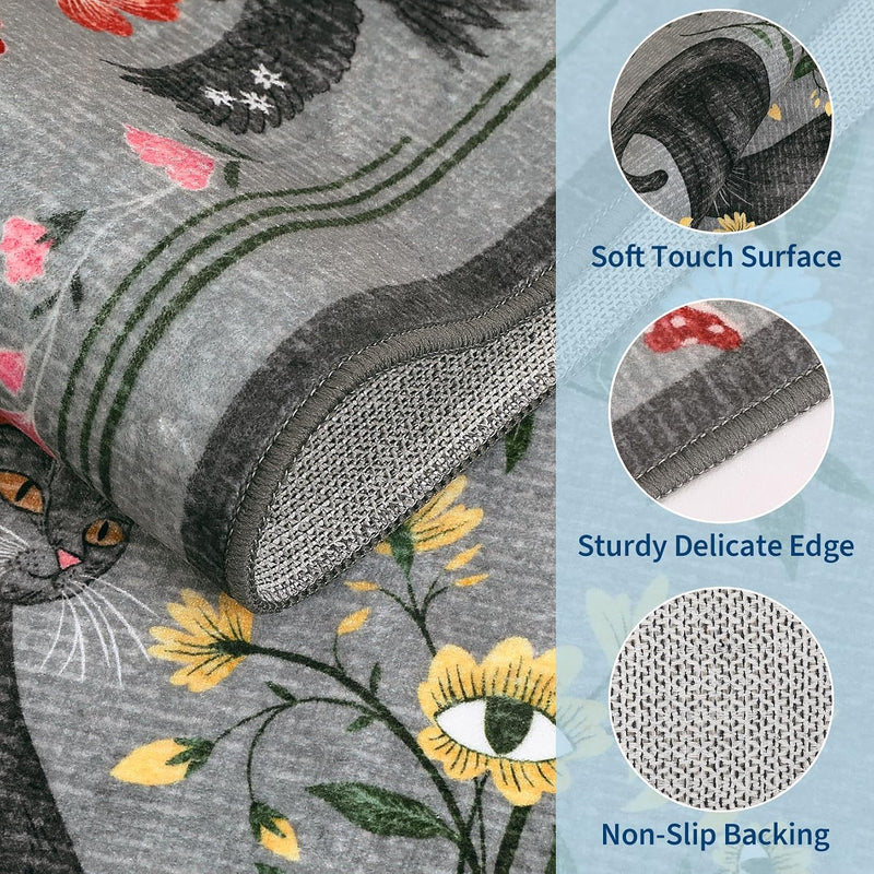 Washable Cat Area Rug Low Pile