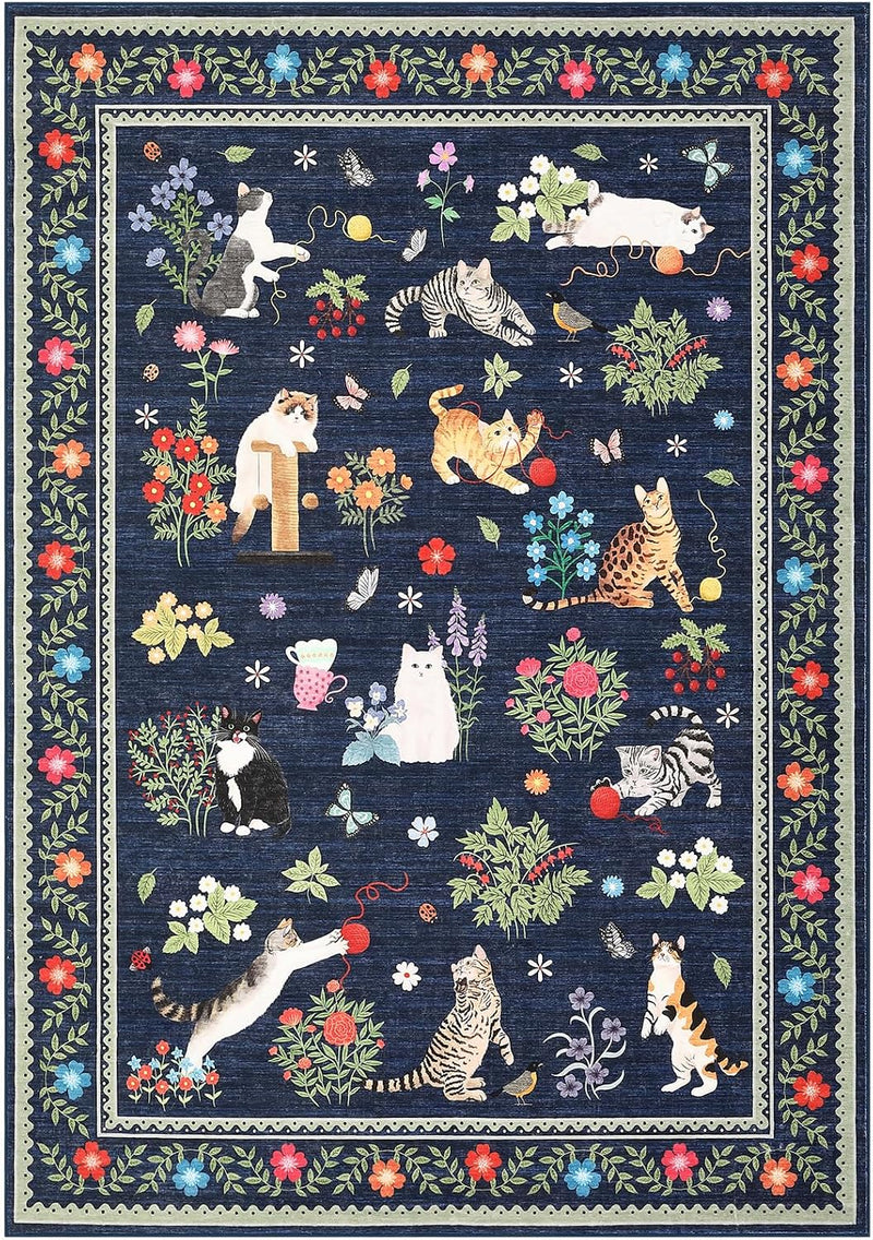 Washable Cat Area Rug Low Pile