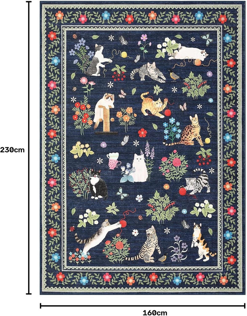 Washable Cat Area Rug Low Pile