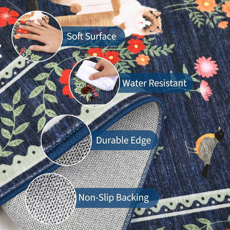Washable Cat Area Rug Low Pile