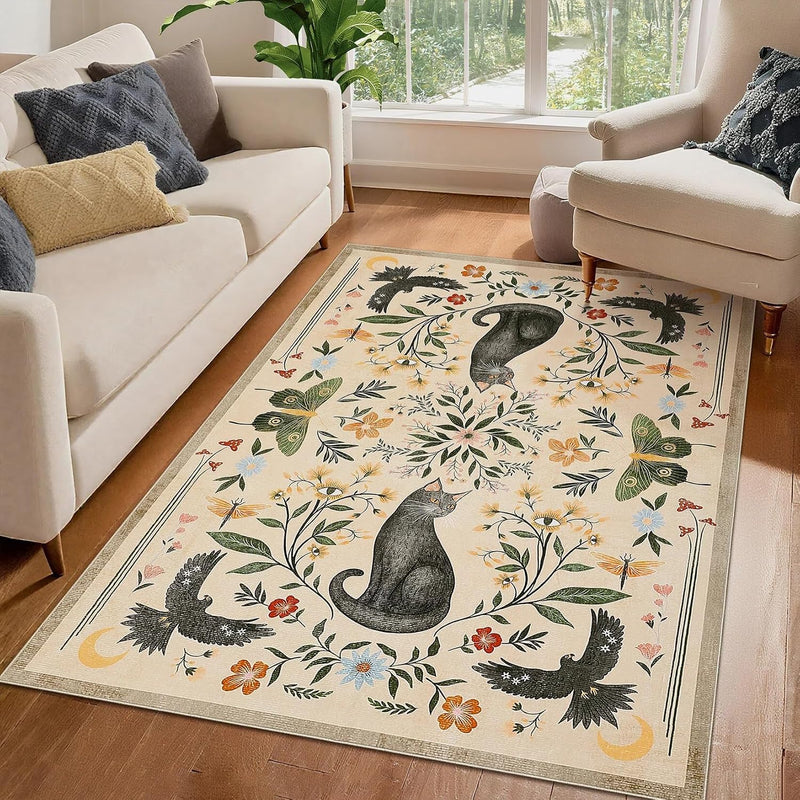 Washable Cat Area Rug Low Pile