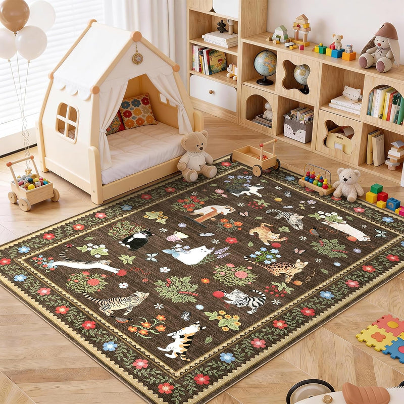 Washable Cat Area Rug Low Pile
