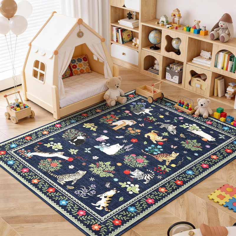 Washable Cat Area Rug Low Pile