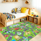 Washable Kids Rug for Playroom City Life