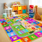 Washable Kids Rug for Playroom City Life- Road