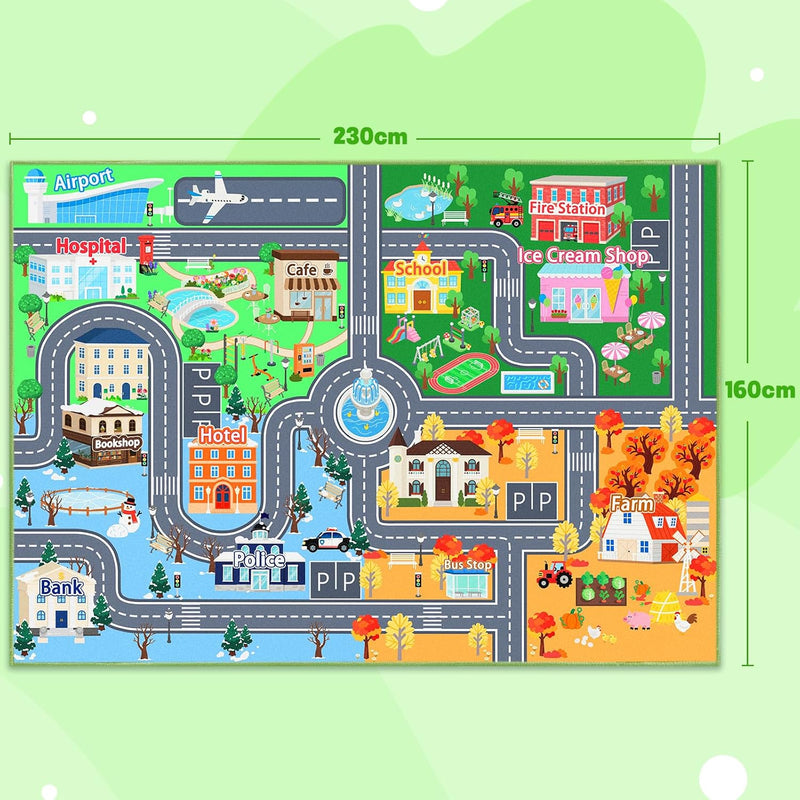 Washable Kids Rug for Playroom City Life Road