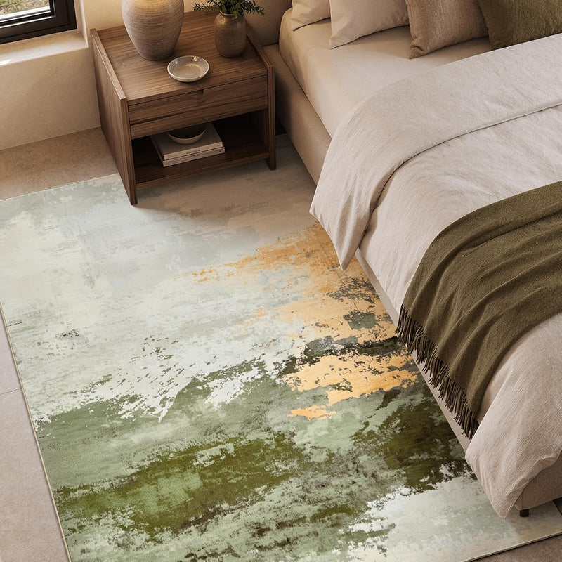 Washable Large Modern Abstract Area Rug Living Room