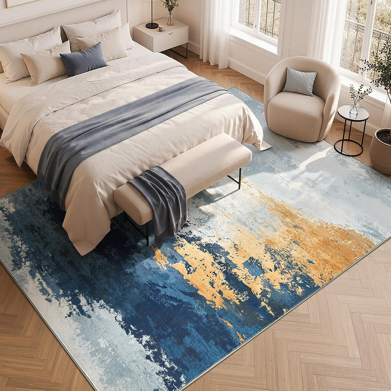 Washable Large Modern Abstract Area Rug Living Room